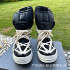 High-Top Genuine Leather Sneakers | Inverted Triangle & Pentagram Design | Unisex Thick-Sole Casual Board Shoes