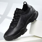 Men’s Leather Waterproof Walking Trainers | Business Casual Outdoor Sneakers | Soft Cushioned Comfort Shoes