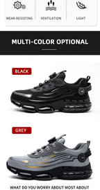 Leichte Sicherheitsschuhe mit Stahlkappe für Herren, Arbeitssneaker, gedrehter Knopf, leicht zu tragen, Baustiefel, atmungsaktive Sportschuhe 