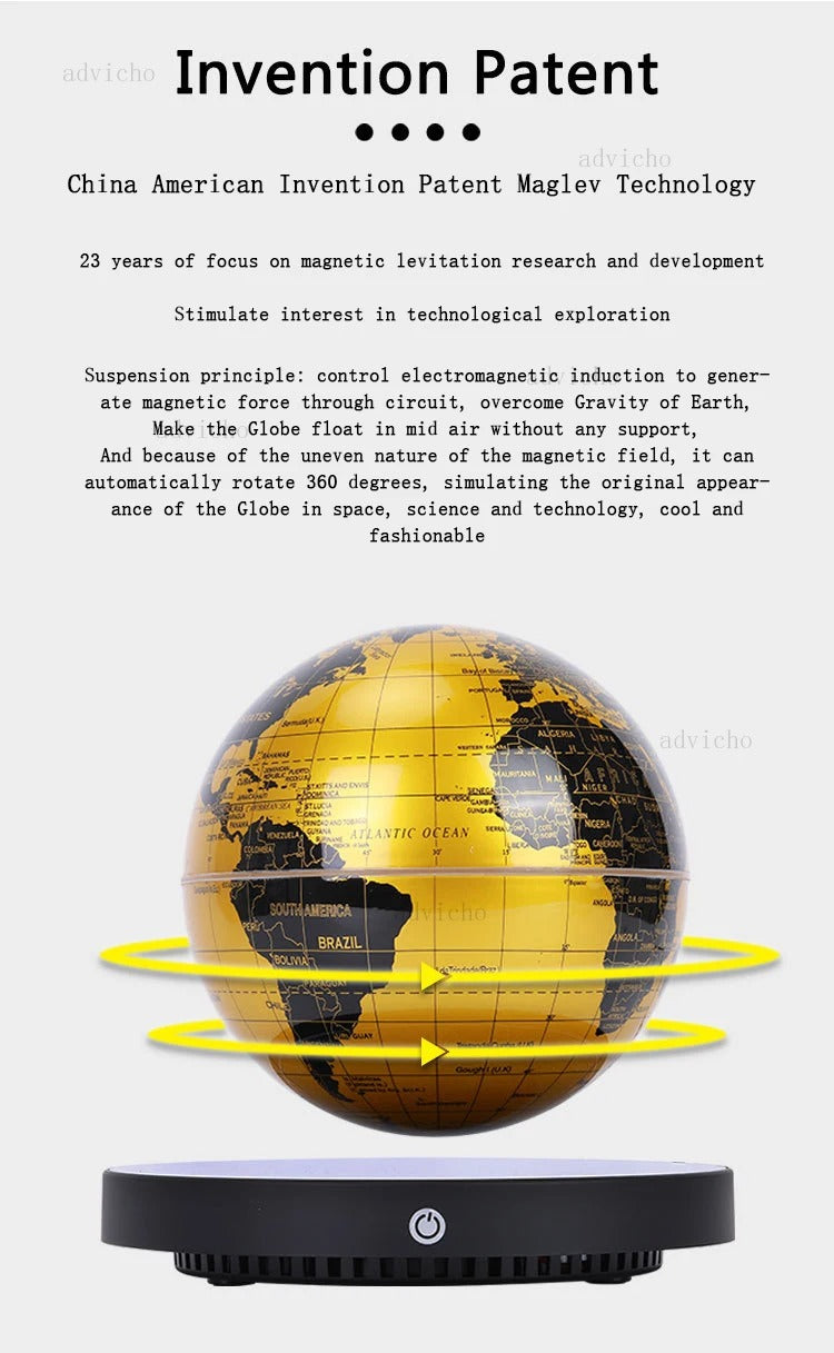 Luxuriöse, magnetisch schwebende Globus-Tischlampe, schwebende Welt, Dekoration für Zuhause und Büro, Geschenk mit Nachtlicht – Premium-Qualität 