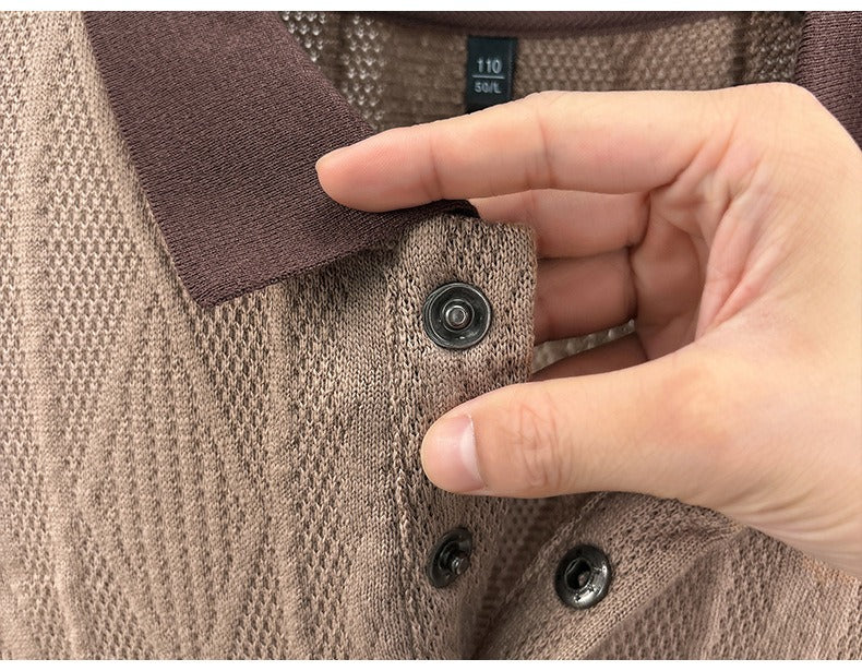 Men's Oversize Polo Shirt | Casual Golf Knit Tee Breathable Polo Shirt |