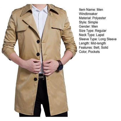 Men's Winter Slim Double Breasted Trench Coat Long Jacket Overcoat Outwear | 1002