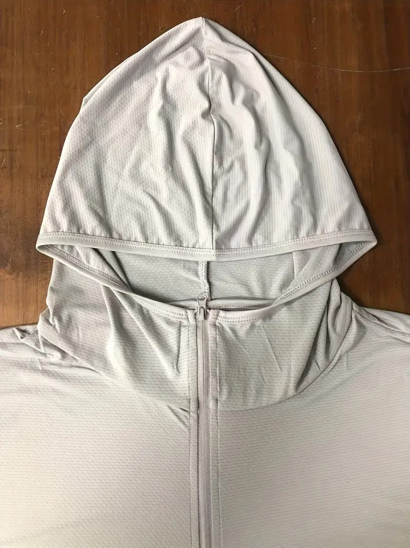 Leichter UV-Sonnenhoodie für Herren – Eisseide, schnelltrocknend und atmungsaktiv für den Sommer – Sportbekleidung zum Angeln, Radfahren und Wandern | 1999