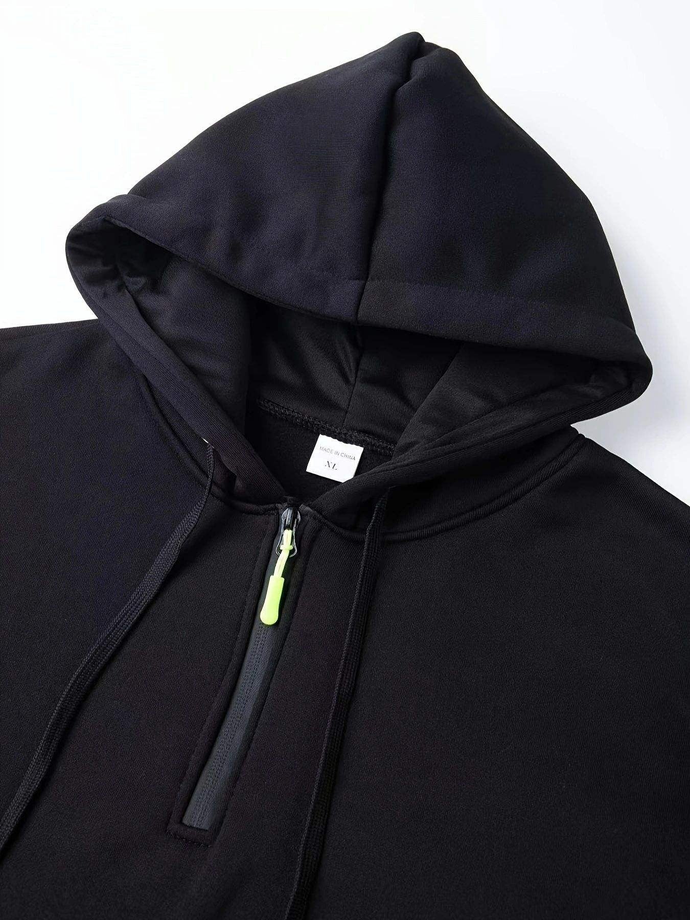 Herren-Kapuzenpullover mit einfarbigem Muster, Reißverschluss, gefütterter Kragen, lockere Passform, lässige Sportbekleidung | TZ-28 