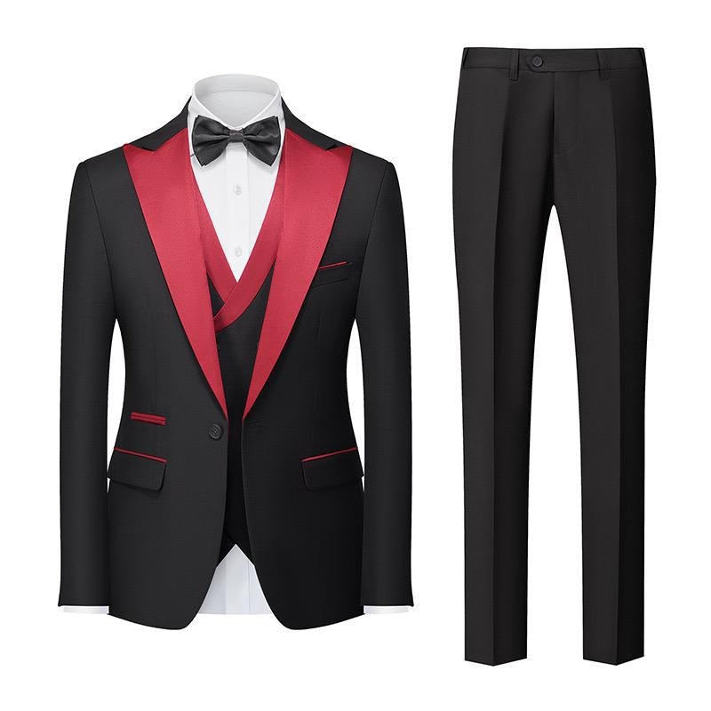 3-teiliger Herrenanzug mit Kragen für Hochzeitsfeiern und formelle Smokings, Jacke mit Hose, Weste, Anzug-Sets | 701 