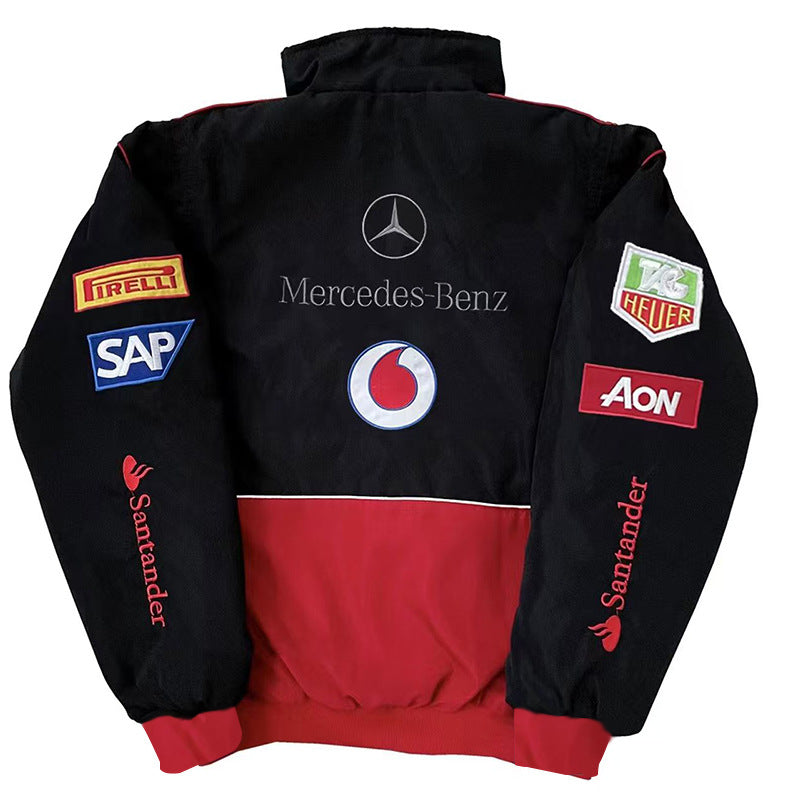 F1 Mercedes-Benz Full Embroidery Racing Jacket | Official Team Style Moto Jacket for Street & Track | BZ08