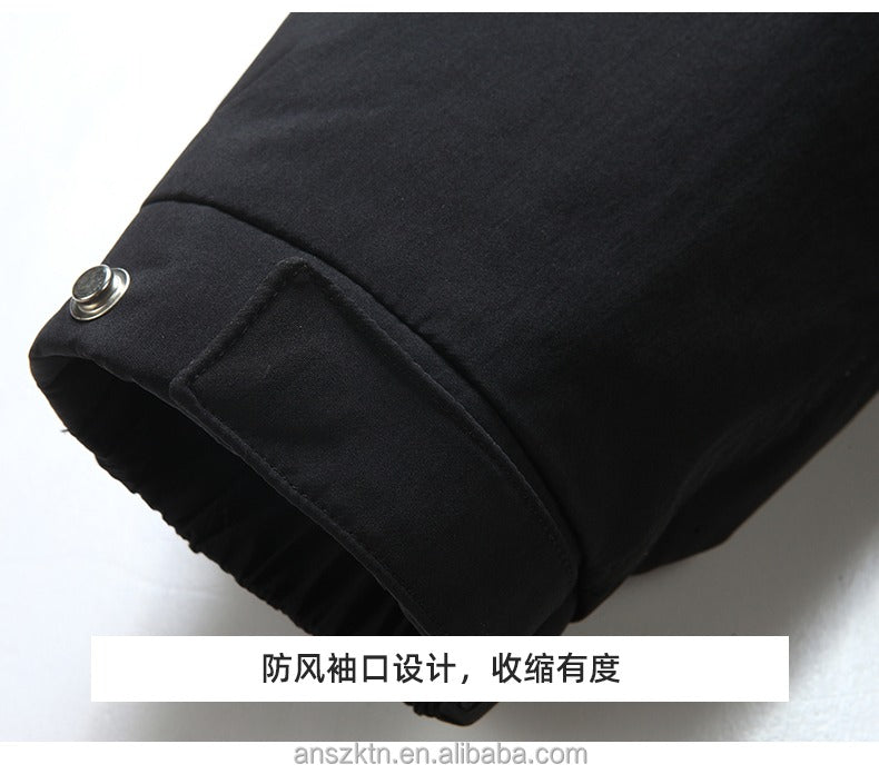 Kurze Herren-Daunenjacke – Wasserdichter weißer Entendaunenmantel mit Revers | L23 