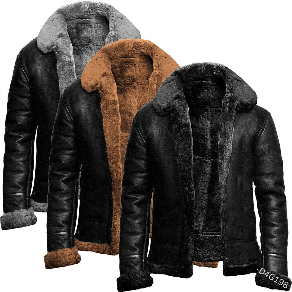 Men's Winter Faux Fur Coat - Thick, Warm Wool & Leather Jacket for Ultimate Comfort | D3763