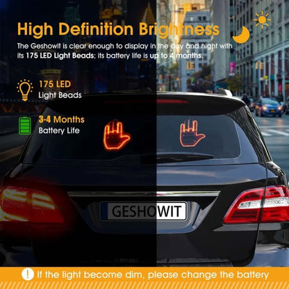 Car Finger Light with Remote Gesture Light Auto Amber Middle Finger Warning Brake Light