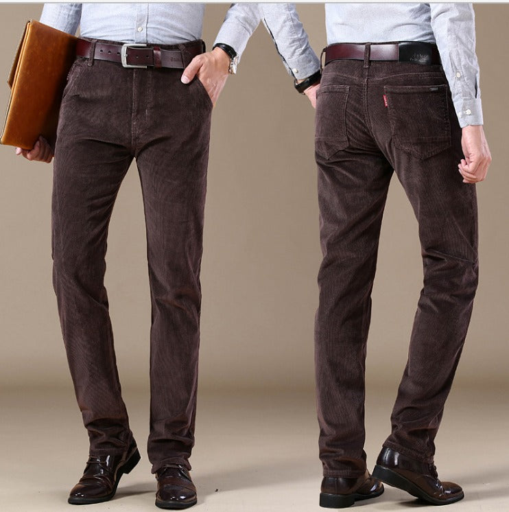 Herren Cordhose Straight Tube Slim Fit Jeans Elastische Businesshose Vielseitige Hose Lässige Dehnbare Bequeme Hose | 6686 