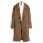 100% Wool Double-Faced Long Coat Men | Premium Tailored Overcoat | Business & Casual Winter Outerwear Wool Trench Coat