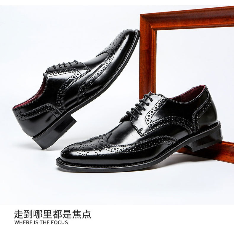 Men's Casual Wedding Boots Formal Lace Up Brogue Shoes Cow Genuine Leather Oxford Dress Shoes | KSHK5011-1