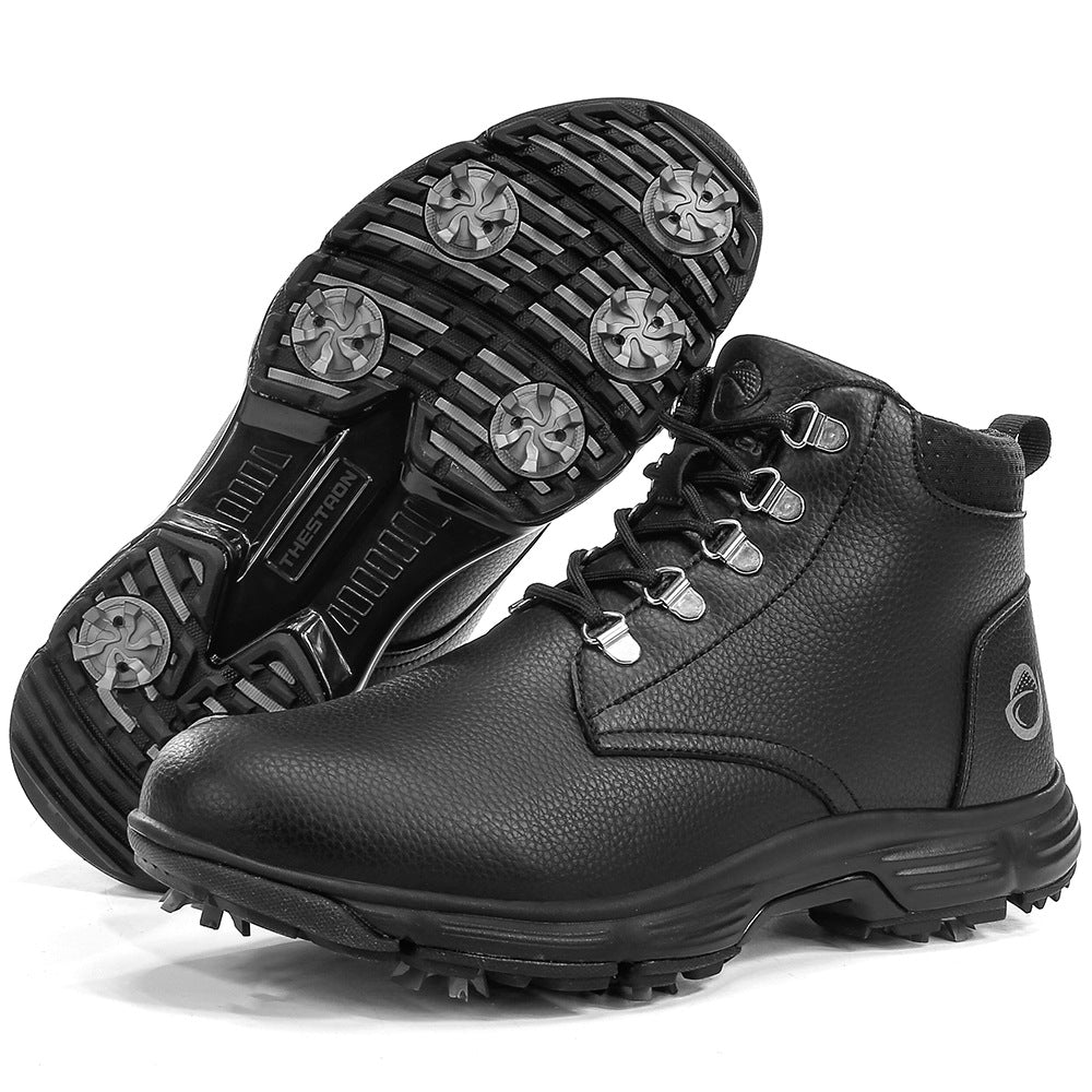 Thestron Men's High-Top Winter Golf Shoes Water-Resistant & Anti-Slip Spiked Trainers Big Sizes
