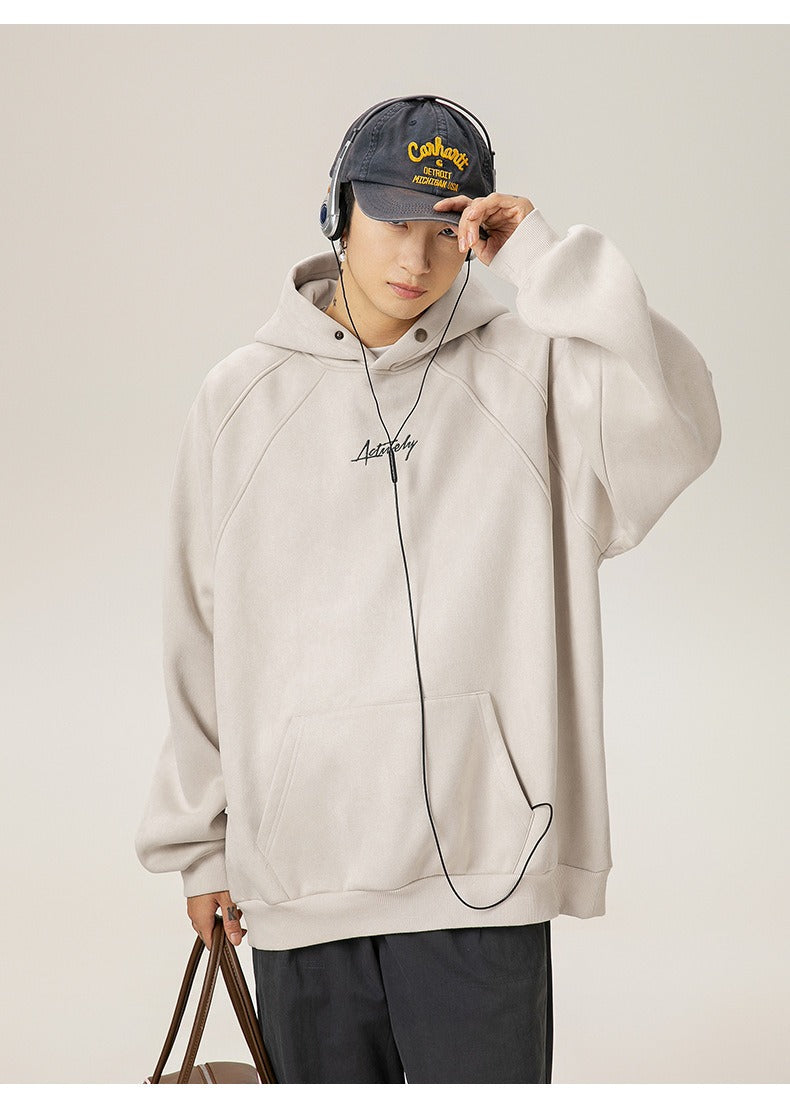 Unisex Kapuzenpullover aus schwerem Wildleder im Retro-Stil im amerikanischen Stil für Herbst und Winter | Locker sitzender Hoodie | L3848 