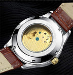 Herren-Automatikuhr aus Leder, mechanisch, Tourbillon, wasserdicht, Freizeituhr | T820b 