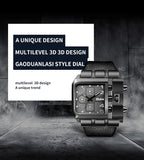 Herrenarmbanduhr Militär Armee Quadratisch Großes Zifferblatt Uhr Sport Lederarmband Quarzuhr | 3364 