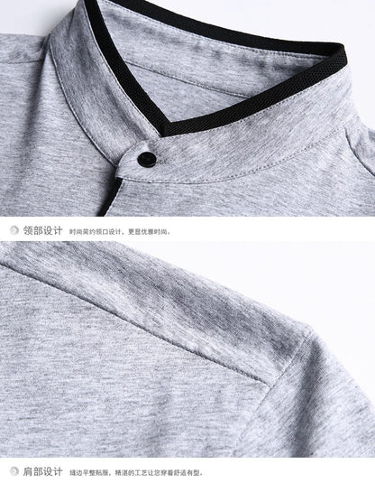 Men's Summer Standing Collar Short Sleeve T-Shirt Slim Casual T-Shirts | 029/6803