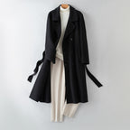 100% Wool Long Trench Coat with Belt | Men’s Knee-Length Double-Faced Wool Overcoat | Premium Winter Outerwear Trench coat