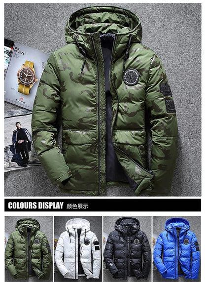 Men's Winter Down Jacket Warm Hoodie Duck Ski Suits Hooded Parkas Down Coat | 817