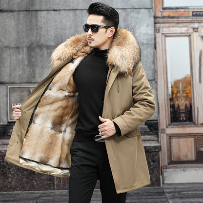Snow Lotus Men's Mink Fur Parka | 2025 Winter Detachable Mink Lining Long Coat | Luxury Slim-Fit Fur-Trimmed Jacket | 215