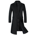 Herren Trenchcoat aus Wolle mit Umlegekragen, lang, aus Wolle und Wollmischungen, Wolljacke, Mantel | JJ-YF601 