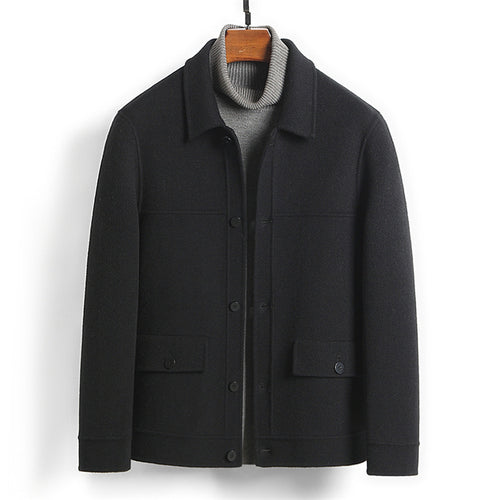 100% Wool Double-Faced Short Coat | Men’s Premium Tailored Overcoat | Warm Business Casual Outerwear | 86703