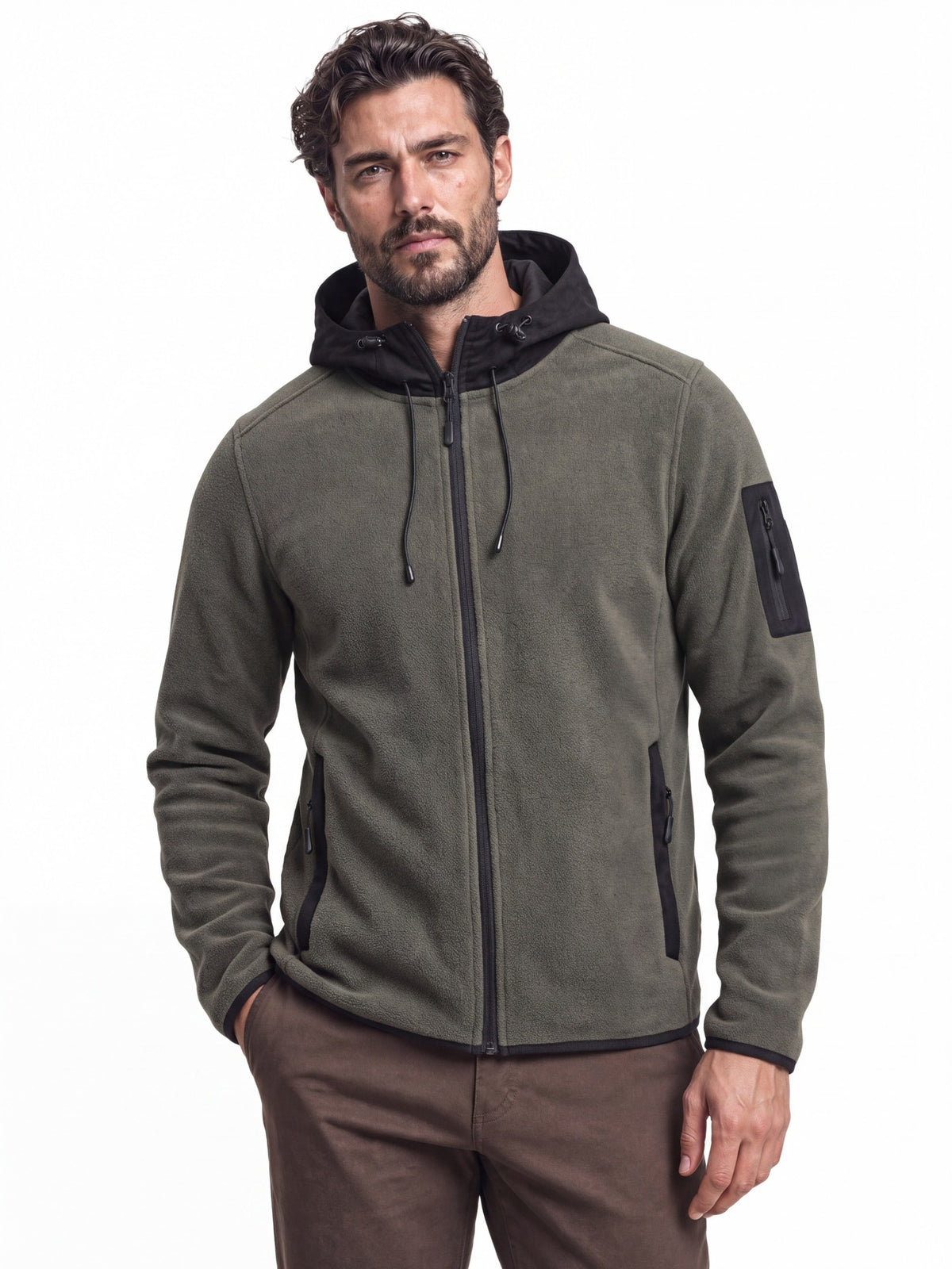 Men's Suede & Fleece Spliced Hoodie Jacket 2026 Winter Thick Warm Zip-Up Sweatshirt Casual Outerwear
