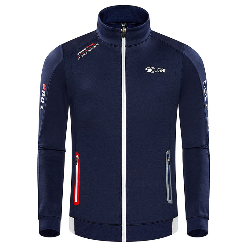 Men's Premium Long Sleeve Golf Jacket Winter Stand Collar Zipper Pullover Water & Wind Resistant Performance Layer
