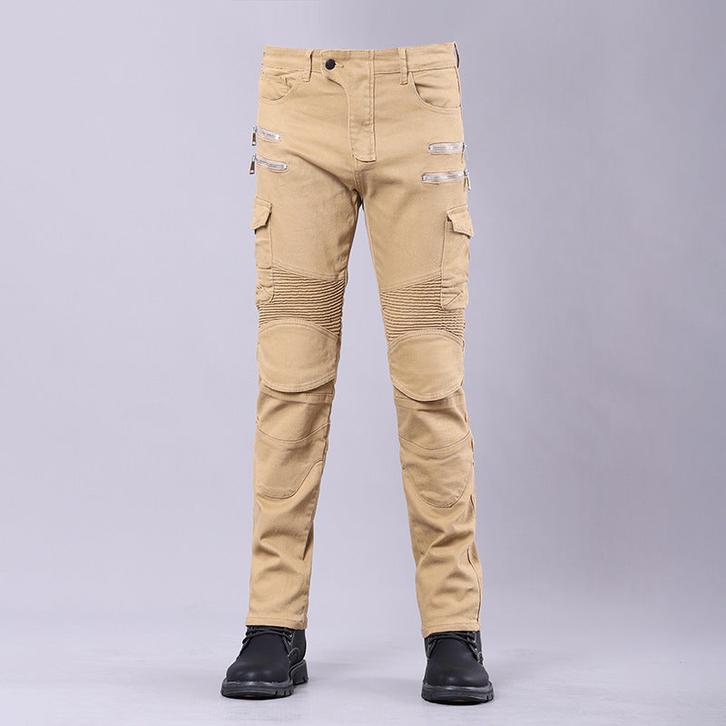 MOTOJSMT Motorcycle Riding Jeans | Casual Cargo Pants with Protective Armor | Zipper Pocket Racing Trousers for Summer | MOTOJSMT