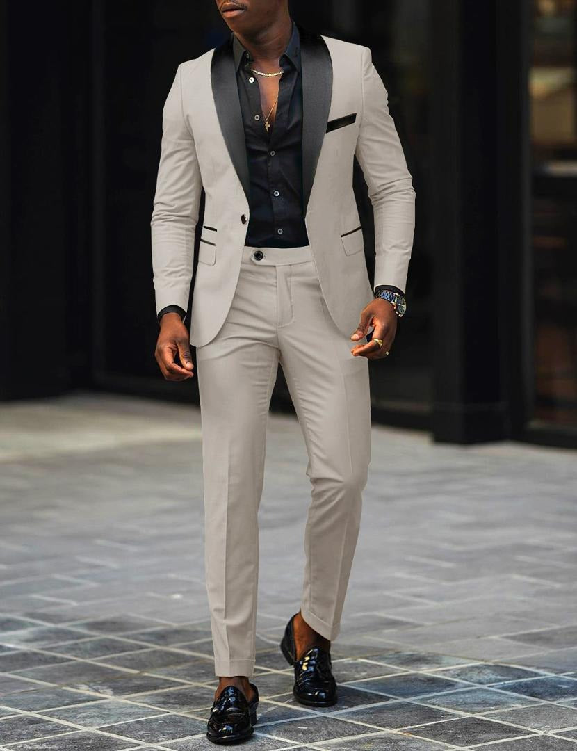 Zweiteiliger Herrenanzug mit einem Knopf, Smoking, Smart Fit, Anzug für den Abschlussball, Hochzeits-Smoking | 1988