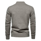 Herren-Strickjacke aus Baumwolle mit Zopfmuster, Taschen, Stehkragen, Button-Down-Pullover | CW61 