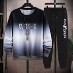 2-teiliges Sweat-Set für Herren, Hose, lässiger Pullover, T-Shirt, Oberbekleidung, locker, All-Match, Farbverlauf, langärmelig, Studentenoberteile | W93 
