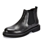TELUOLU Men's Chelsea Boots | Genuine Leather High-Top Chukka Boots | British Retro Chunky Heel Ankle Boots | T93703