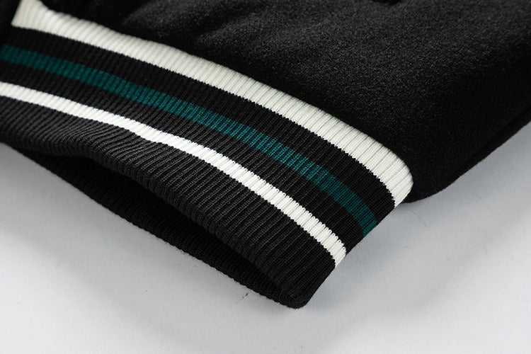 Herren-Winter-Baseballjacke aus Wolle mit Farbblockierung, lässiger und stylischer Modemantel | 77162 