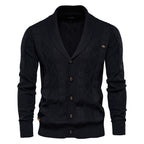 Herren-Strickjacke mit V-Ausschnitt und Farbbesatz – Lässiger, locker sitzender Pullover mit Knöpfen für den Herbst | SW199 