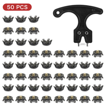 THESTRON Universal Golf Shoe Cleat Wrench & 4-Color TPU Replacement Spikes Kit | D-909