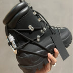 Men's American Utility Strap Hiking Boots | Thick-Sole Metal Buckle Martin Boots | High-Top Rock Style Ankle Boots
