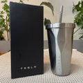 Tesla Double Wall Stainless Steel Straw Tumbler | 304 Inner Vacuum Insulated Coffee Cup with Lid | Customizable Gift & Promo Mug | 206