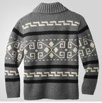 Stilvolle Slim Fit Jacquard-Strickjacke für Herren mit langen Ärmeln, lässiger Reverspullover | SY0013 