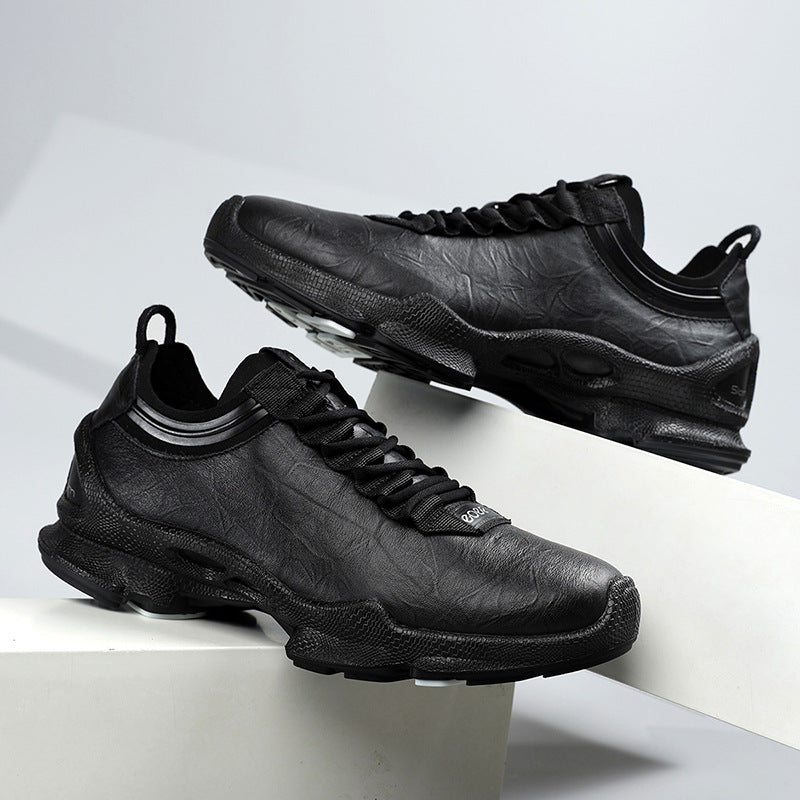 Men’s Leather Waterproof Walking Trainers | Business Casual Outdoor Sneakers | Soft Cushioned Comfort Shoes