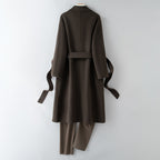 100% Wool Long Trench Coat with Belt | Men’s Knee-Length Double-Faced Wool Overcoat | Premium Winter Outerwear Trench coat