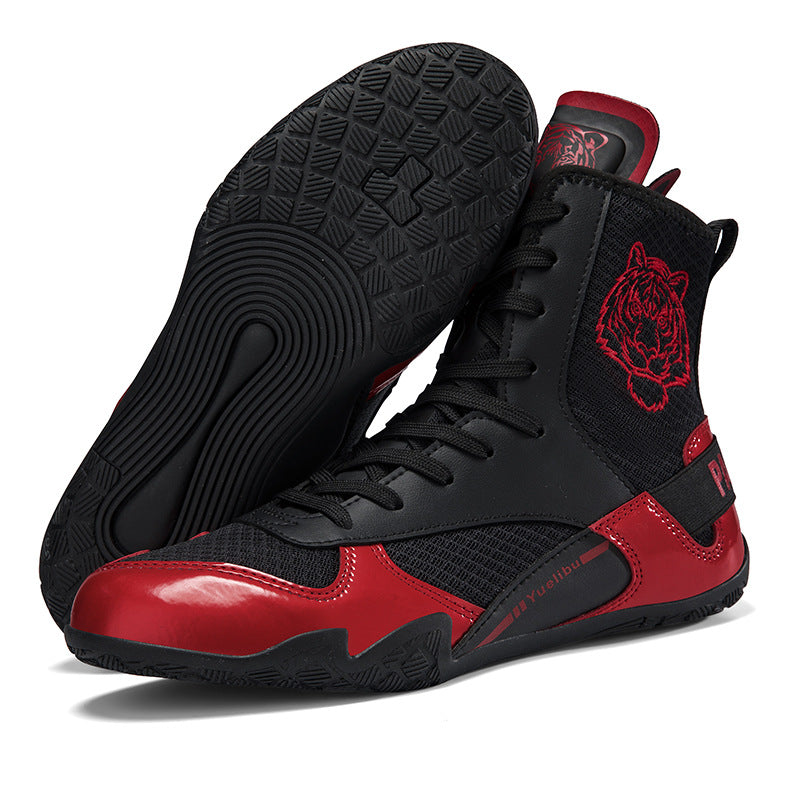 Qiku Bao Combat Sports Shoes | Unisex Wrestling & Boxing Shoes | Gum Rubber Sole for Muay Thai & Martial Arts | QK1139