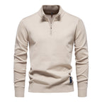 Herren-Pullover aus Baumwolle mit Viertelreißverschluss – Poloshirt aus einfarbigem Strick mit Stehkragen | ZSW-03 