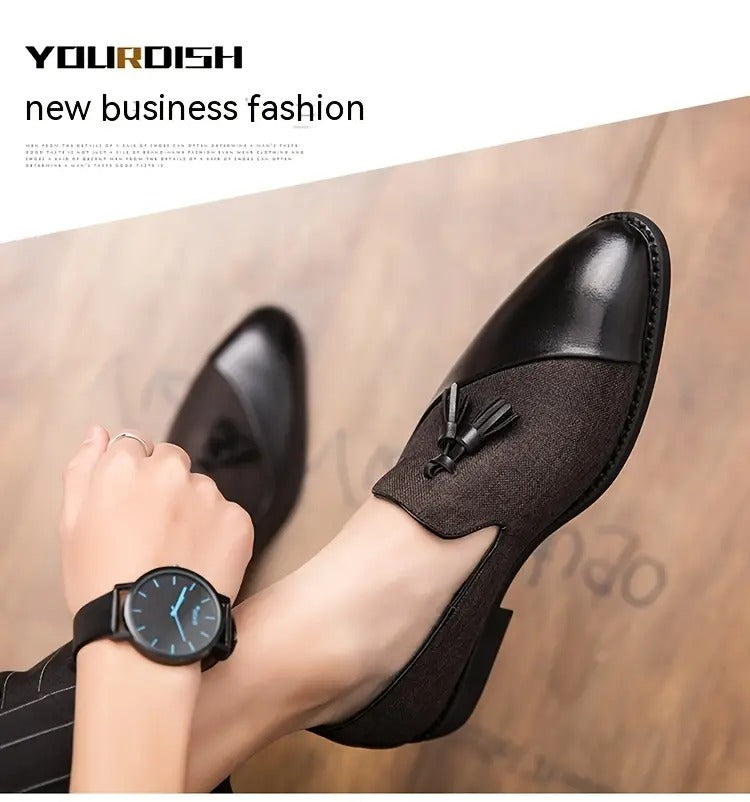 Men's Vintage Slip On Tassel Loafer Shoes Comfy Non Slip Rubber Sole Casual Dress Shoes | 1109-58