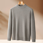 Men's Premium Cashmere Blend Sweater Chunky Knit Mock Neck Pullover Winter Warm Relaxed Fit Knitwear | JW-039