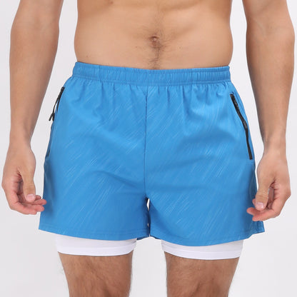 Short d'été 2 en 1 en polyester à séchage rapide pour homme, short de jogging, d'entraînement, de course à pied, de gym | DK-903 