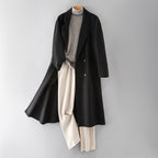 100% Wool Double-Faced Long Overcoat | 2026 Handcrafted Knee-Length Coat with Padded Shoulders | Premium Winter Outerwear | 86767