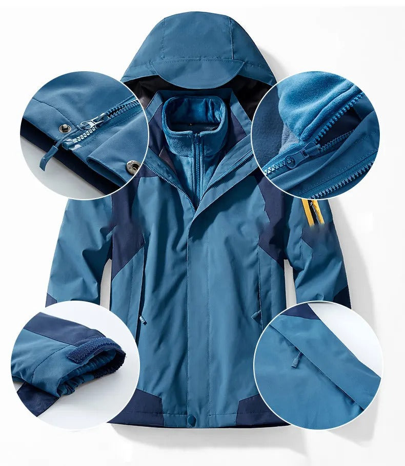 Unisex Wintersport Wandern Bergfüllung Baumwolle Polarfleece Drei-in-Eins Outdoor Wanderjacke | 