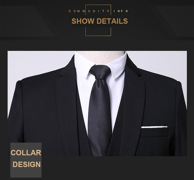3-teiliger Slim Fit-Anzug für Herren in luxuriöser Qualität fürs Büro, Hochzeit, formelle Kleidung, Bräutigam, Business-Jacke, Weste und Hose | AD3006 