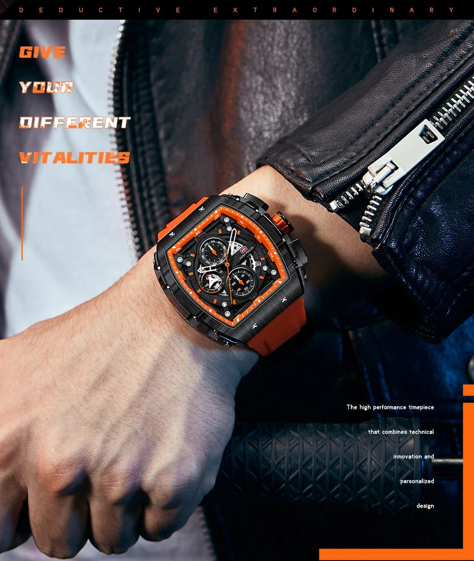 Herren Luxus Top Marke Quarz Sport Uhren Silikon Armband Chronograph Armbanduhren | MF0399G 